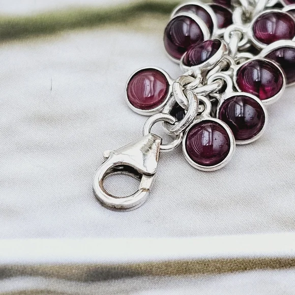 Silpada Sterling Silver Garnet Stone Cha Cha Bracelet B1049 - Picture 7 of 16